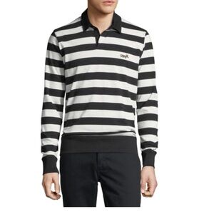 NWT! Ovadia & Sons “Rugby Polo” Stripe Cream & Black Size M